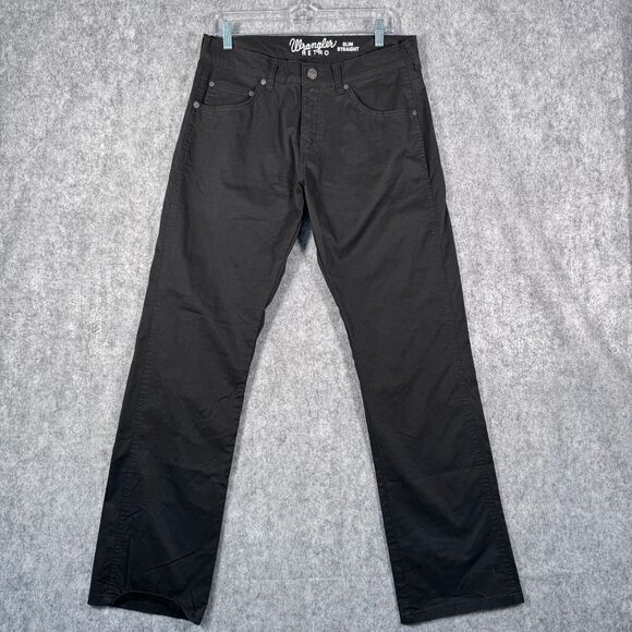 Wrangler Retro Slim Straight Pants Mens Size 32x32 Black Western Cowboy - Picture 1 of 9